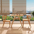 Solid wood tea table set - compact home furniture, table and two chairs combination, balcony storage leisure table and chair three-piece set