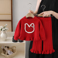 Girls' knit sweater and pants set - new autumn  collection: cute cartoon crewneck two-piece outfit for little girls