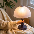 Wabi-sabi style glass table lamp, european and american retro bedroom study bedside lamp, decorative solid wood light luxury night light, ambient light