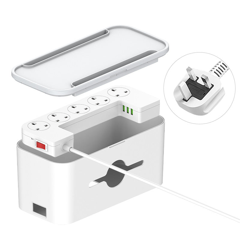 Lidenuo  multi-functional desktop socket storage box, British standard, US standard, Australian standard, with cable tractor board storage box