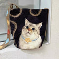 2025 korean-inspired canvas tote bag: large capacity, effortless style, canvas cat design, unique and trendy shoulder/crossbody bag