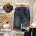 New girls' fall collection: versatile fleece-lined jeans - korean style casual fashion for autumn and winter