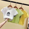 new kids' summer casual t-shirt: stylish, breathable, cartoon design for toddlers and young children - fresh, comfortable, and perfect as a base layer