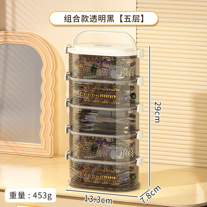 Cross-border transparent jewelry box, ring, earrings, hairpin ring, multi-layer desktop storage box, portable classification jewelry storage box.