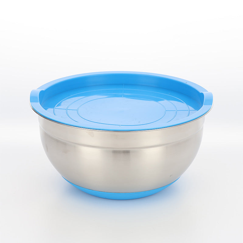 thickened stainless steel salad basin non-slip silicone bottom mixing egg bowl salad cooking basin baking egg bowl