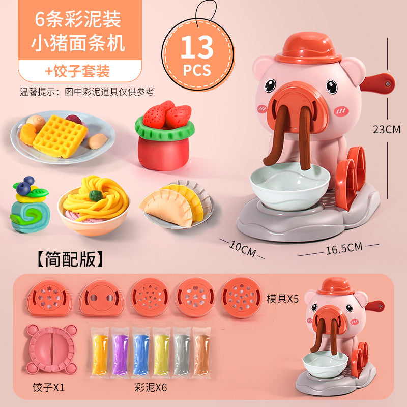 Piggy noodle maker tool suit color clay kids toy plasticine mold handmade clay play house production for men and women