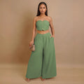 Amazon's new european and american style fashionable sexy stretch bandeau top and wide-leg pants set