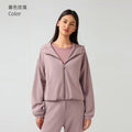 Hooded zip-up cardigan women's autumn/winter new arrival loose casual sweatshirt running fitness activewear top daw166