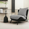 Houndstooth seat cushion / black leatherette (microfiber leather) single chair