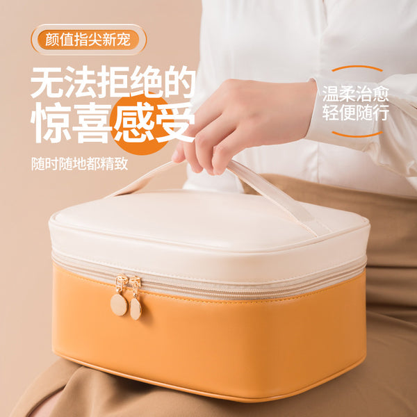 Customized PU compartment cosmetic bag women's portable storage bag simple waterproof toilet bag large capacity classification storage bag