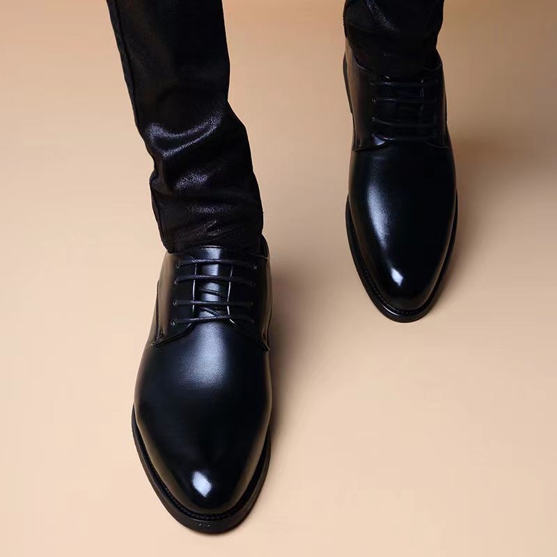 Spring men's easiest for match real soft leather trendy business casual leather shoes wedding shoes k-style pointed toe british tie back formal men's shoes