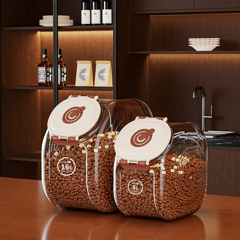 Cat food bucket Dog food storage sealed bucket Moisture-proof grain storage bucket Grain sealing Pet cat food tank Household storage box