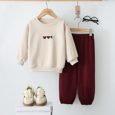 Girls' spring/autumn new set: kids' autumn sports two-piece outfit, girls' fashion casual sweatshirt set for baby girls