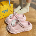 Cute cartoon hello kitty clogs - fairy style outdoor summer thick sole height increasing non-slip "stomping on clouds" beach closed-toe slippers
