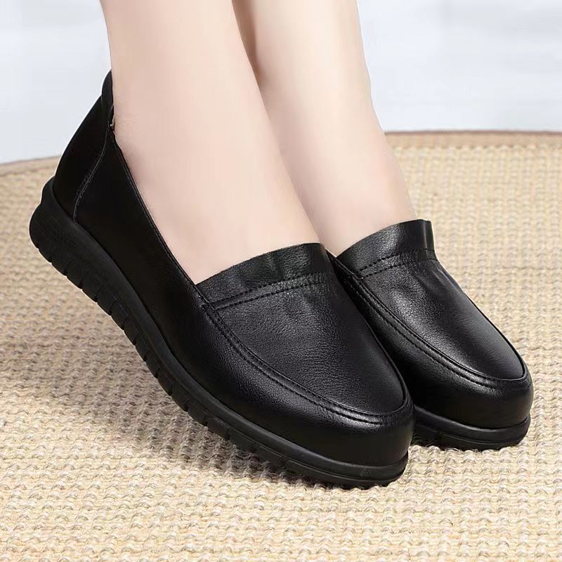 Soft leather soft bottom ladieswear shoes flatsabrasion resistantwaterproofbows work shoes wechat group purchase live broadcast one piece dropshipping
