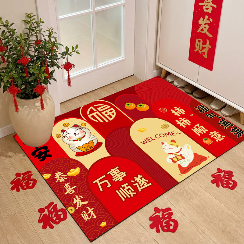 Entrance door floor mat, door mat, red door mat, new house, housewarming, new arrival, soft suede door carpet