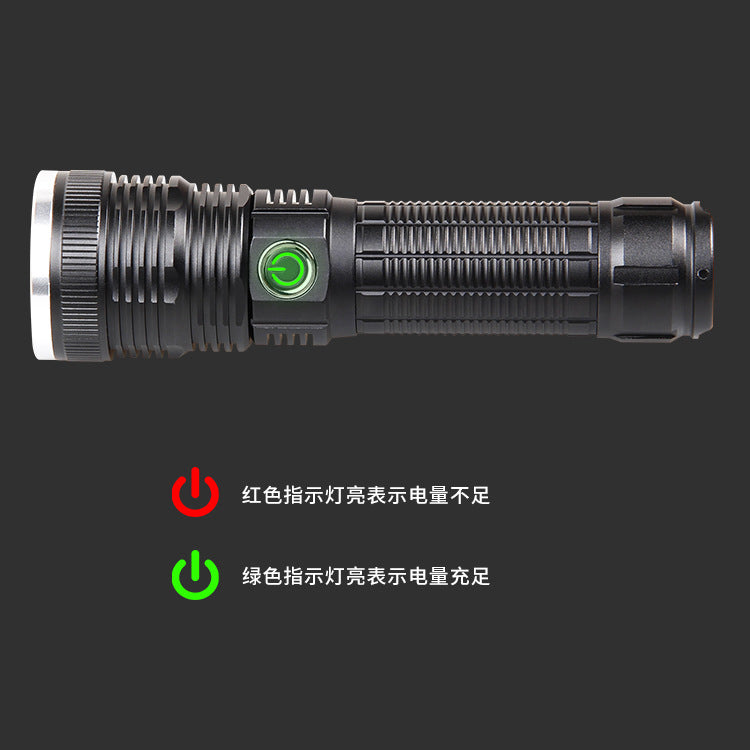Cross-border new white laser lamp beads USB charging telescopic zoom strong light flashlight LED outdoor lighting flashlight