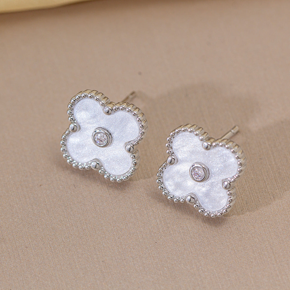 [copper inlaid with zirconium] fashionnew arrival exquisite four-leaf clover bracelet jewelry suitelegant necklace for women four-piece jewelry set