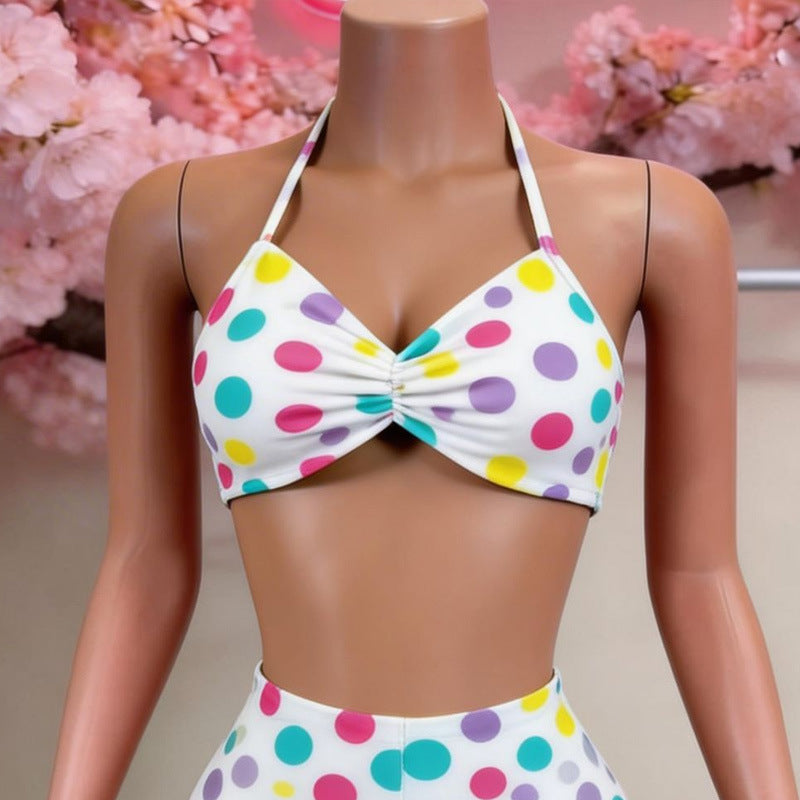 Fashion cross-border new arrival women's fashion spot printing sexy suspender tops waist-length hip-lifting 7-point pants suit for women