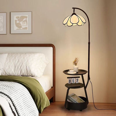 Medieval style side table floor lamp living room sofa decoration storage rack table lamp coffee table all-in-one atmosphere popular