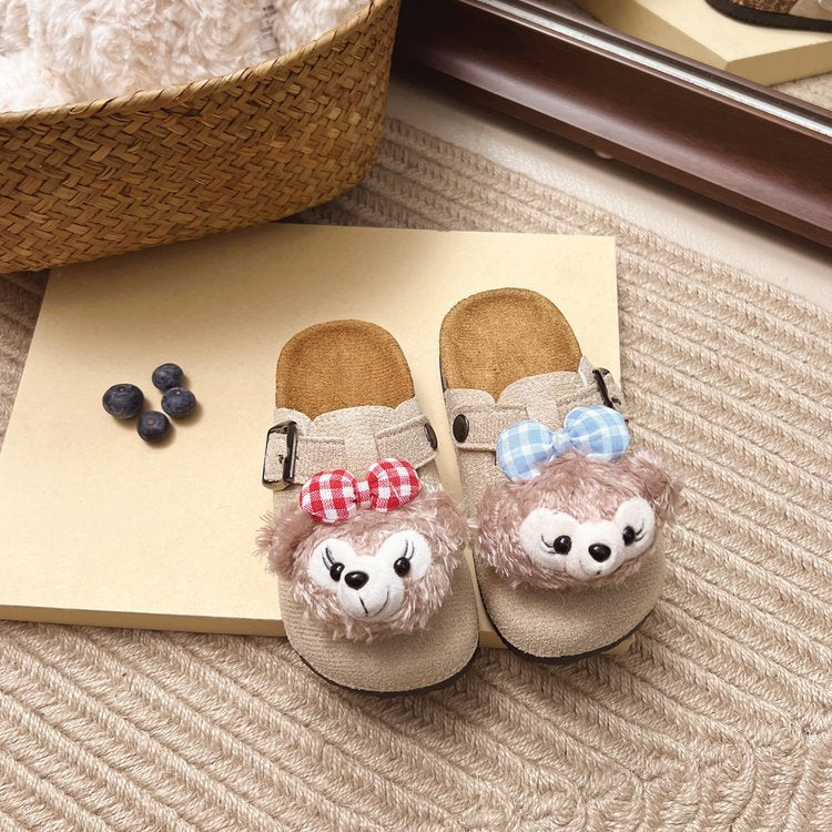 Kids' birkenstock-inspired slippers: new cute cartoon design, versatile style for spring/autumn 2025, perfect for little girls, closed-toe mules