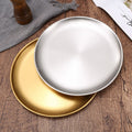 Korean style barbecue plate steak plate round plate stainless steel barbecue shop golden round barbecue plate bone plate snack plate