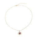 Wholesale jewelry sets: european and american retro sunflower necklace three-piece set, light luxury high-end diamond-studded eight-pointed star stud earrings