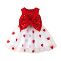cross-border exclusive: new summer girls' princess dress - red and white heart bow skirt