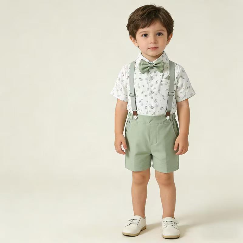 Boys' summer outfit set: new stylish baby trendy fashionable shirt, short-sleeve children's shirt, summer boys' shirt