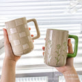 Nordic high-style ceramic cute cartoon creative painted mug - minimalist coffee cup with textured finish for modern home decor