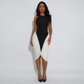 C7583 cross-border   fashion women's elegant light luxury textured ruched bodycon dress
