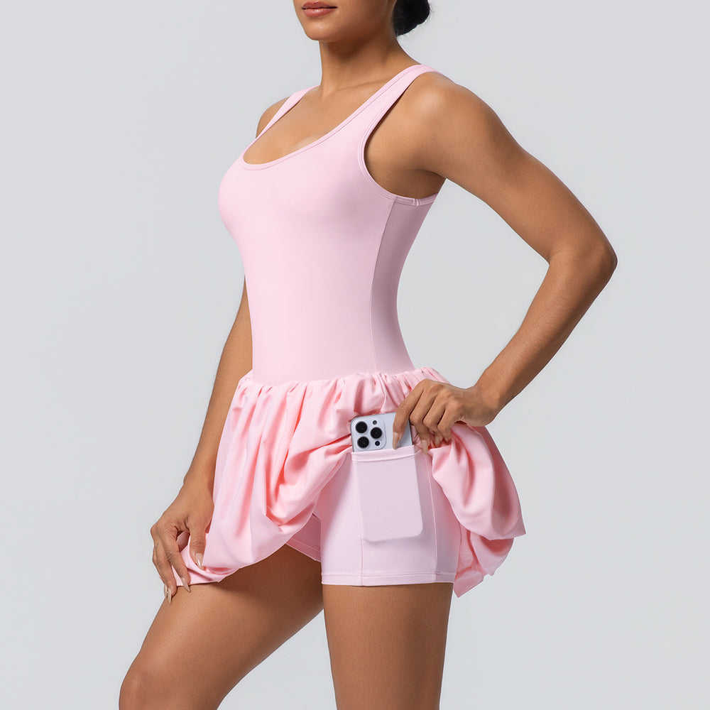 fashionnew arrival nude fake two-piece sports dress fashion tape bottom outdoor running fitness tennis skirt