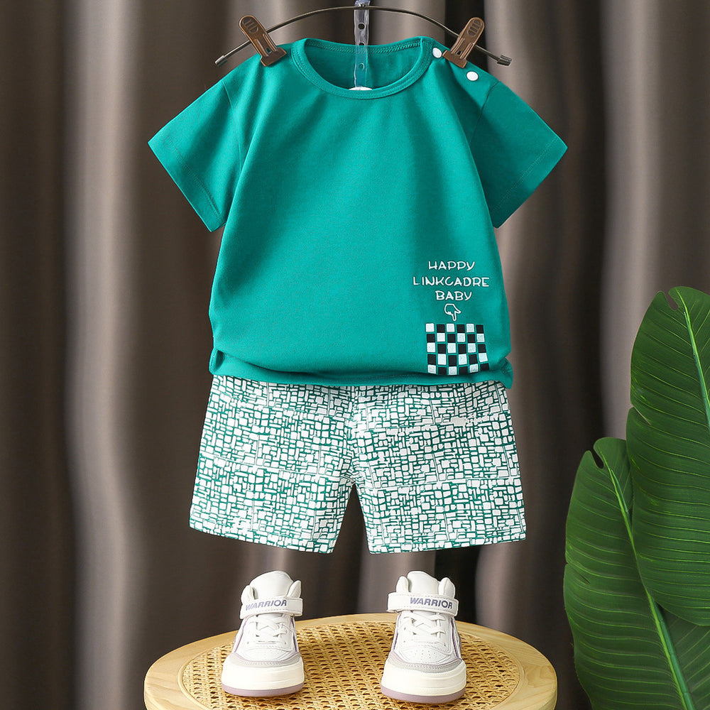 Kids' short-sleeve cartoon cute comfort set - pure cotton class a - boys' summer lightweight t-shirt & girls' clothing - children's apparel