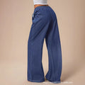 Amazon tiktok pinduoduo export cross-border fashion drawstring elastic waist wide leg jeans women's summer thin style