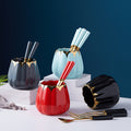 Nordic fruit fork spoon for home stainless steel fruit pick coffee spoon ceramic storage jar suit high-end mooncake knife and fork