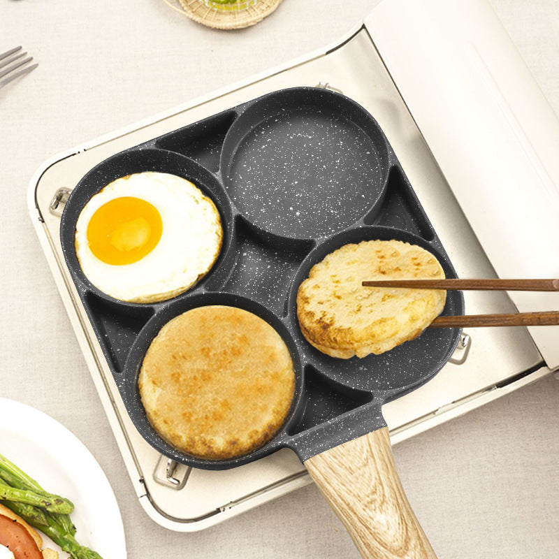 Medical stone hamburger pot internet celebrity hot-selling for home kitchen omelette pot four-hole breakfast pot all-in-one die-cast steak frying pan
