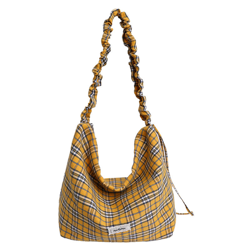 Korean style retro plaid bag - women's large capacity versatile commuter crossbody bag - minimalist chic underarm bag/shoulder bag
