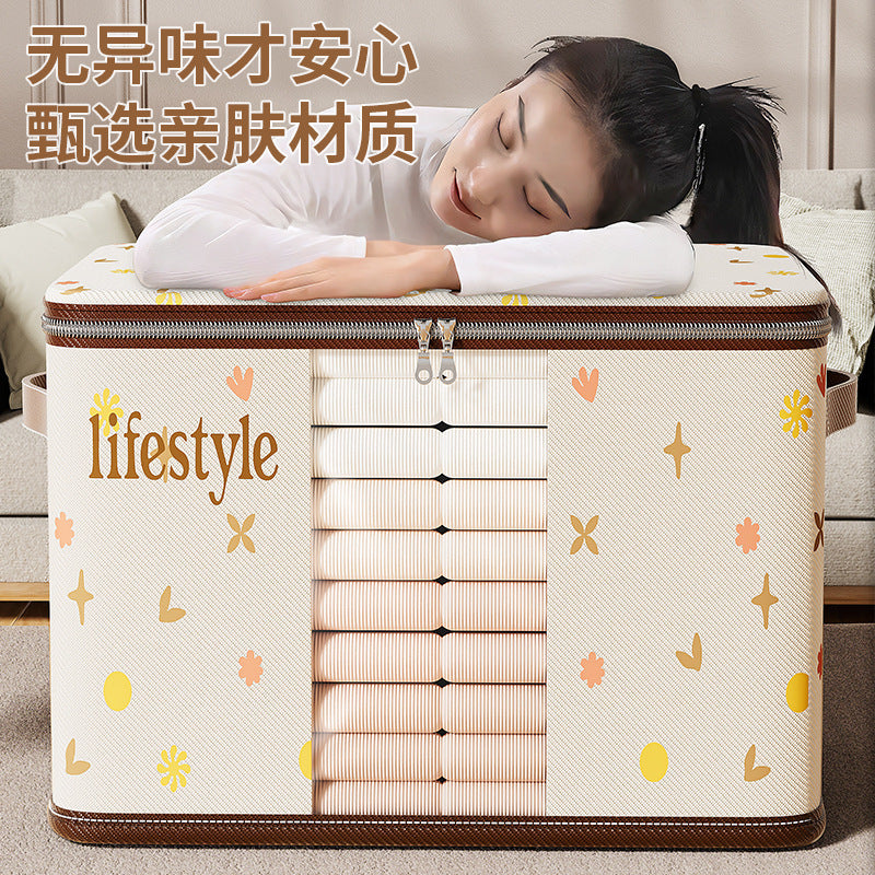 Window with zipper storage box Household thickened clothing quilt large-capacity storage box Children's toy storage box