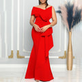 C8577 european and american women's clothing  cross-border fashion bandeau slant neck sexy slim-fit evening gown african dress