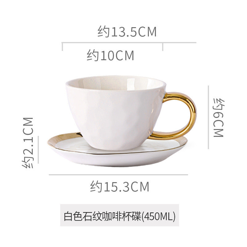 Retro special-shaped ceramic western food steak plate electroplated gold accessible luxury style western food salad bowl mug high-looking plate