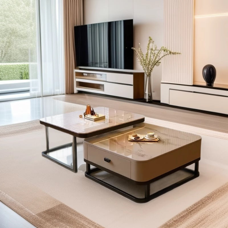 Nordic rock slab coffee table - new arrival: modern minimalist sofa table for living room, small space, and light luxury home decor