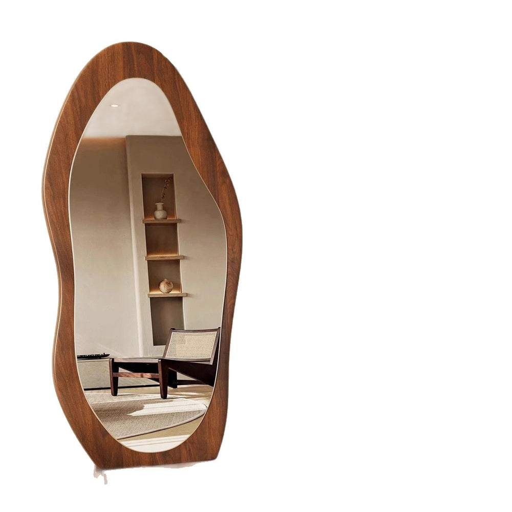 Clothing store fitting mirror new chinoiserie medieval full-length mirror for home living room floor-standing wall-mounted special-shaped mango full-length mirror