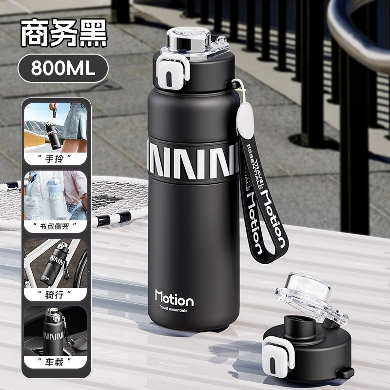 Outdoor bouncing double drink thermos cup 316 stainless steel straw water cup sports thermos portable wholesale customized