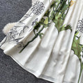 Elegant hand-painted print round neck dress - women's summer slimming a-line maxi dress