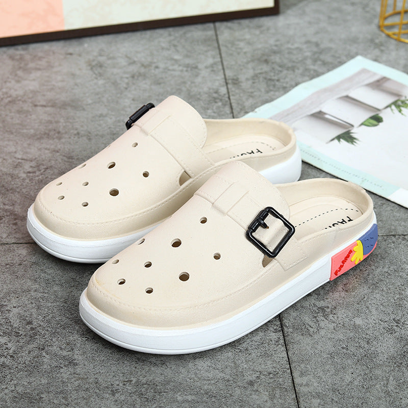Women's anti-odor height increasing platform clogs - summer fashion outdoor beach shoes with detachable diy accessories and waterproof design