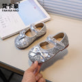 Vancahao girls' fashion sequin bow princess shoes, new korean style children's single shoes and dance shoes for spring/autumn