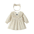 new girls' dress autumn collection - first birthday princess dress for baby girls - floral print baby doll collar dress - autumn style