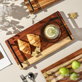 Creative acacia wood double-handle wooden tray - perfect for home baking, fruits, desserts, and tea. wholesale direct from the manufacturer