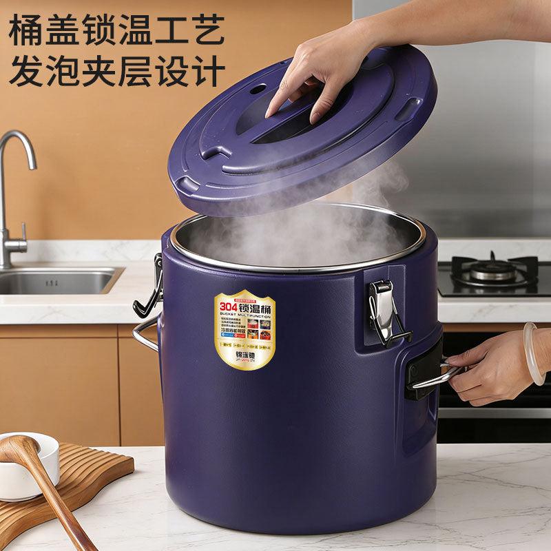 304 stainless steel insulated bucket, special soy milk bucket for stalls, outdoor camping style cold ice bucket, commercial large soup bucket