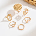Geometric ring set wholesale - cross-border fashion jewelry for women - hollow metal, polished finish, unique & high-end, stackable rings
